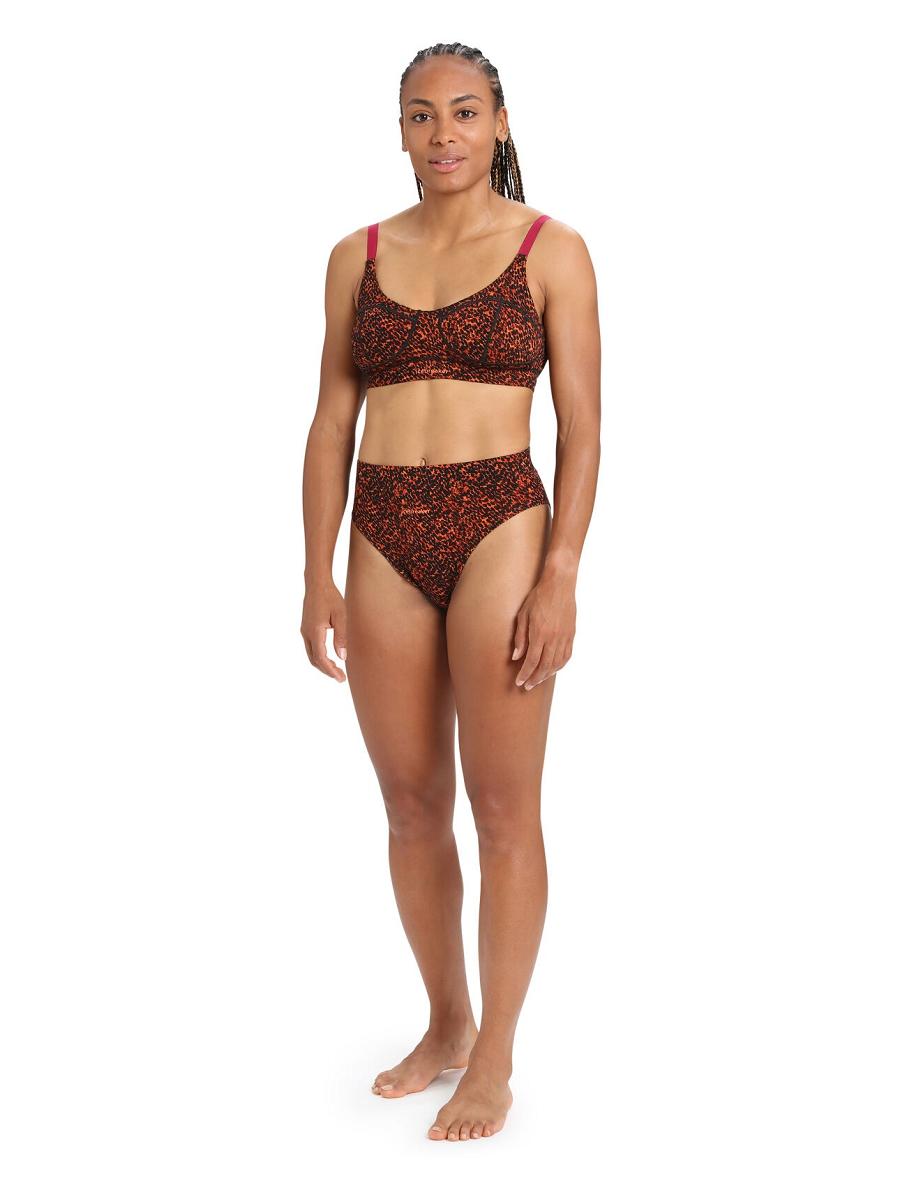 Women's Icebreaker Merino Queens Clasp Bra One Piece & Sets Black / Cherry | CA 1214BEXC